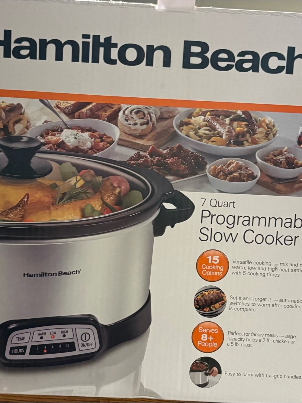 Hamilton Beach Stainless Steel and Black Programmable 7-Quart Slow Cooker